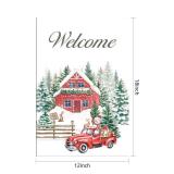 FACTORY SEALED - AIBIIN 12x18 inch Winter Garden Flag Welcome for Outside Vertical 12x18 Double Sided White Snowscape Red House Truck Decorations Yard Flag Outdoor