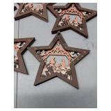 APPEARS NEW - Wooden Nativity Star Ornaments Set of 24