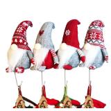 Christmas Stocking Holder, 12 Inches Gnome Stocking Holders for Mantle Set 4, Stocking Hangers for Fireplace Mantel in Unique Gift Box Christmas Decorations Indoor Cute Room Decor Metal Stocking Hooks