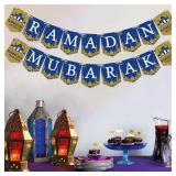 FACTORY SEALED - Ramadan Mubarak Banner - Ramadan Mubarak Decoration - Ramadan Mubarak Party Decorations Supplies - Mubarak Bunting Banner - Mubarak Home Mantle Fireplace Hanging Banner - No Assembled