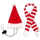 FACTORY SEALED - Christmas Pet Cat Dog Hat Scarf Mini Red Santa Hat and Scarf Xmas Pet Costume Chicken Hats with Adjustable Chin Strap for Duck Hens Christmas Holiday, Xmas Set (Red)