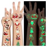 FACTORY SEALED - 10 Sheets Luminous Christmas Tattoos for Kids, Christmas Temporary Tattoos, Bulk Stocking Stuffers for Kids, Merry Xmas Party Decorations Supplies, Xmas Goodie Bag Stuffers Candy