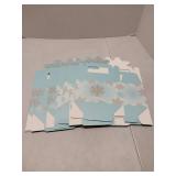 APPEARS NEW - 12 Pcs Wonderland Party Favor Box Winter Gable Boxes Snowflake Treat Boxes Birthday Box Paper Goodie Gift for Wonderland Birthday Winter Holidays Baby Shower Weddings Decorations(Blue)