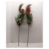 APPEARS NEW - Artificial Pine and Berry Holiday Stems set of 2