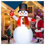 8 FT Christmas Inflatables Yard Decorations Snowman Outdoor, Giant Christmas Blow Ups Outdoor Decor Waterproof with Built-in Bright LED Lights for Yard Garden Patio Lawn  ( plugged in seems to be work
