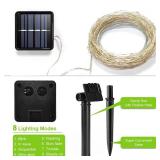 Solar String Lights Outdoor, 33 Feet 100 LEDs 8 Modes Solar Fairy Lights for Outside, Waterproof Outdoor Light for Patio Yard Christmas Tree Halloween Wedding Party Decorations, Cool White