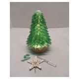Sea Glass Christmas Tree,8.6 inches Mini Christmas Tree with Lights,Beach Nautical Themed Seaglass Christmas Tree for Table top,Decorations Indoor, Green Tree