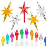 APPEARS NEW - KonohaELF Ceramic Christmas Tree Replacement Lights/Bulbs, Ceramic Tree Medium Multicolor Twist Light Ornaments(117 Bulbs+5 Topper Star)