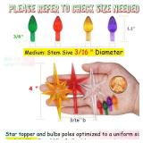 APPEARS NEW - KonohaELF Ceramic Christmas Tree Replacement Lights/Bulbs, Ceramic Tree Medium Multicolor Twist Light Ornaments(117 Bulbs+5 Topper Star)