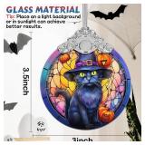 APPEARS NEW - Christmas Ornament, Stained Glass Ornament, Christmas Decorations for Tree, Holiday Ornament, Unique Gift Idea - Witchcraft Black Cat