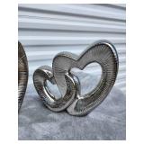 Modern Silver Heart Decorative Sculpture