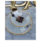 Artistic Glass Plates with Gold Trim