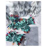 Silver Glitter Christmas Trees with Mini Lights Set