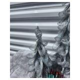 Silver Glitter Christmas Trees with Mini Lights Set