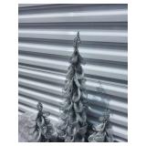 Silver Glitter Christmas Trees with Mini Lights Set