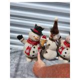 Vintage-Style Fabric Snowman Trio Holiday Decoration