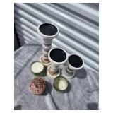 Vintage Style Candle Set with Distressed Wooden Holders