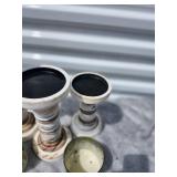 Vintage Style Candle Set with Distressed Wooden Holders