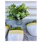 White and Yellow Ceramic Hanging Planters Set