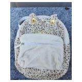 Plush Cat Design Backpack with Gold Details