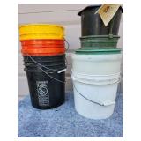 Lot of Mixed Nursery Plant Pots and 5 gallon buckets