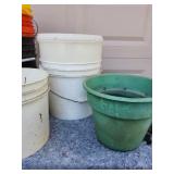 Lot of Mixed Nursery Plant Pots and 5 gallon buckets