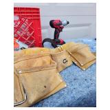 Professional Power Tool Kit with Leather Tool Belt - Corded Drill Works - Impact Driver Not Tested