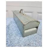 19 Inch Vintage Industrial Metal Storage Box with Red Interior