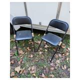 Set of 2 Black Metal Folding Chairs