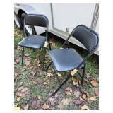Set of 2 Black Metal Folding Chairs