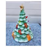 Vintage Ceramic Christmas Tree with Bear and Lights