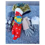Winter Accessories Bundle - Wonder Woman Socks & Animal Mittens