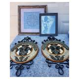 Vintage Religious Art Collection with Decorative Metal Elements