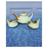 Vintage Pearl Yellow Tea Set with Gold Trim