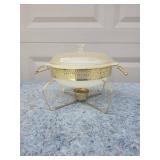 Mid-Century Fire King Chafing Dish with Gold Stand