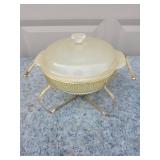 Mid-Century Fire King Chafing Dish with Gold Stand