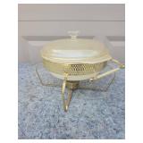 Mid-Century Fire King Chafing Dish with Gold Stand