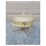 Mid-Century Fire King Chafing Dish with Gold Stand