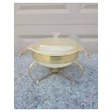 Mid-Century Fire King Chafing Dish with Gold Stand