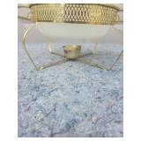 Mid-Century Fire King Chafing Dish with Gold Stand