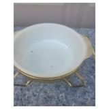 Mid-Century Fire King Chafing Dish with Gold Stand