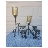 Wrought Iron Candle Holders with Mercury Glass Votives