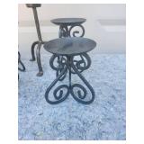 Wrought Iron Candle Holders with Mercury Glass Votives