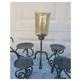 Wrought Iron Candle Holders with Mercury Glass Votives