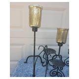 Wrought Iron Candle Holders with Mercury Glass Votives