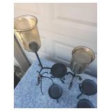 Wrought Iron Candle Holders with Mercury Glass Votives