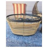Decorative Wicker Basket Set with Striped Metal Planter