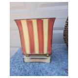 Decorative Wicker Basket Set with Striped Metal Planter