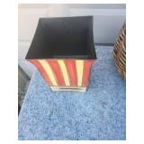 Decorative Wicker Basket Set with Striped Metal Planter