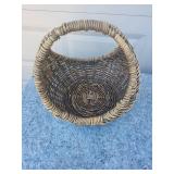 Decorative Wicker Basket Set with Striped Metal Planter